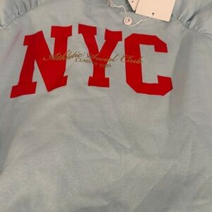 Belk Oak & Trellis Light Blue Sweatshirt with Red Accents